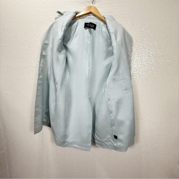 Linda Allard Ellen Tracy 100% Linen Long Blazer Coat Petite 4 Light Blue - Picture 4 of 8